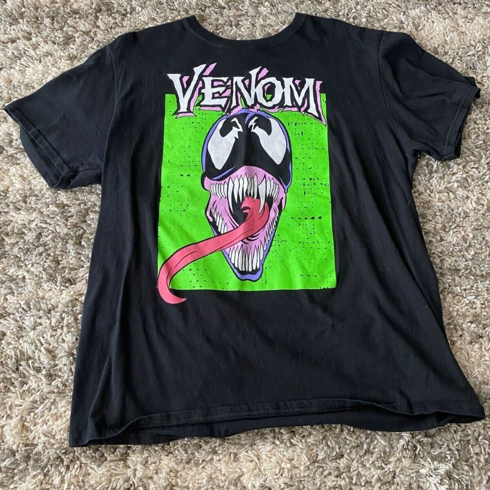 Marvel Venom Comic T-Shirt Size Large Short Sleeve Graphic Tee Black Green